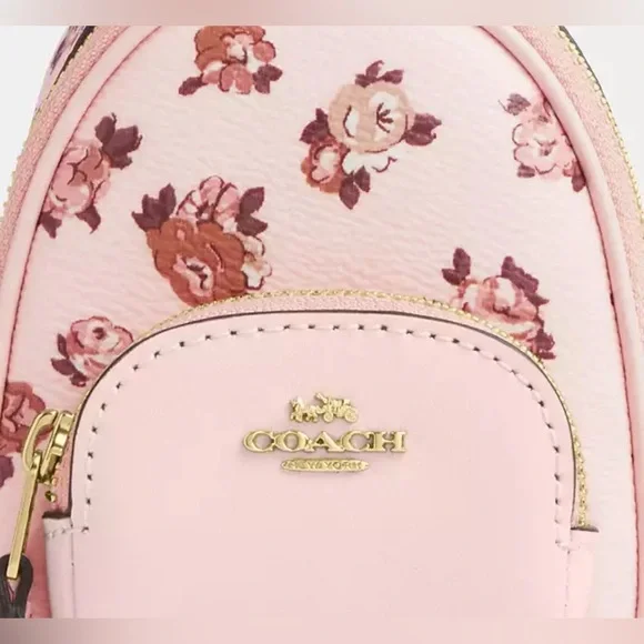 Coach NWT Mini Court Backpack Bag Charm With Rosette Print - Picture 3 of 12
